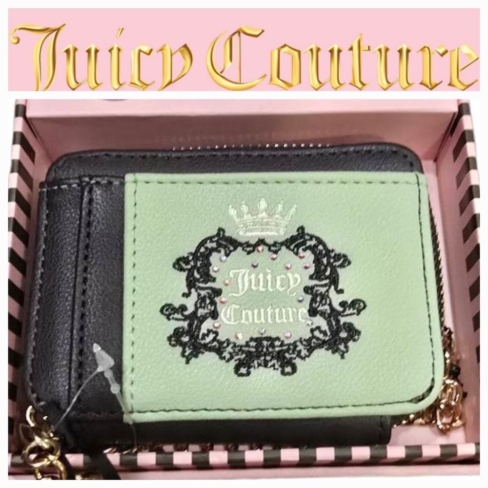Juicy Couture Heritage Small Square Credit Card Wallet- Mint Green